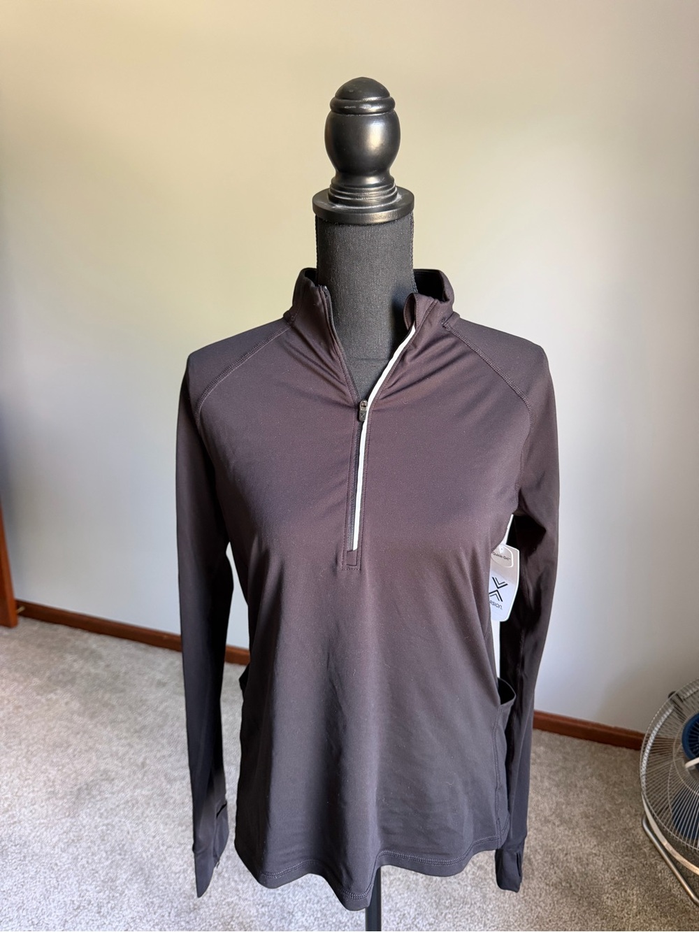 jcpenney Black Long-Sleeve Half-Zip Top